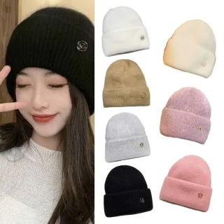 【Mass】秋冬百搭毛帽 女生加絨加厚保暖針織帽 護耳大頭圍 簡約款
