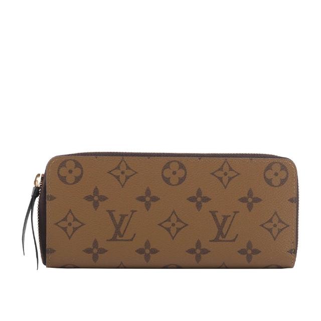 LV LOUIS VUITTON路易威登 M82336 Monogram CLEMENCE 雙色ㄇ型拉鍊長夾