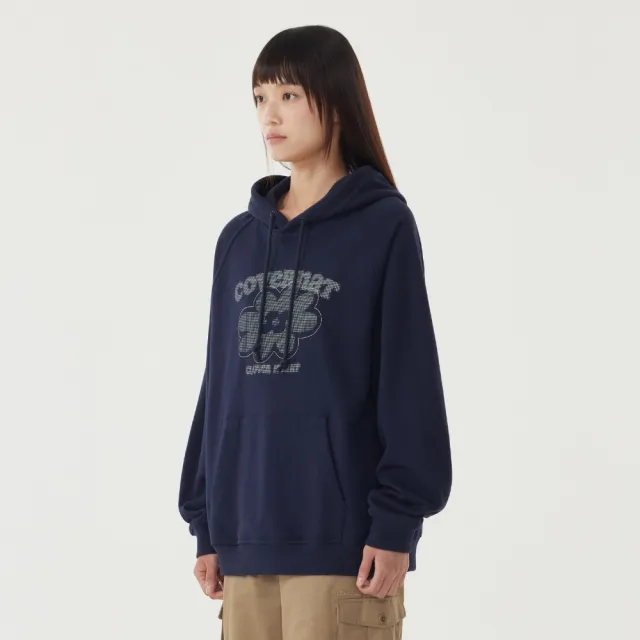 【COVERNAT】女款幸運草圖案連帽T(WMS連帽上衣 帽T 混灰/深海軍藍色)