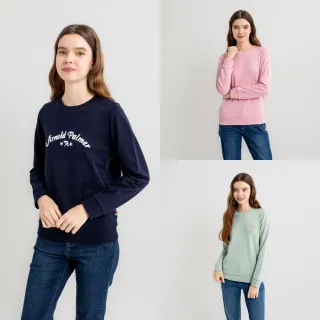 【Arnold Palmer 雨傘】男女裝-刺繡LOGO圓領長袖大學T(多色)