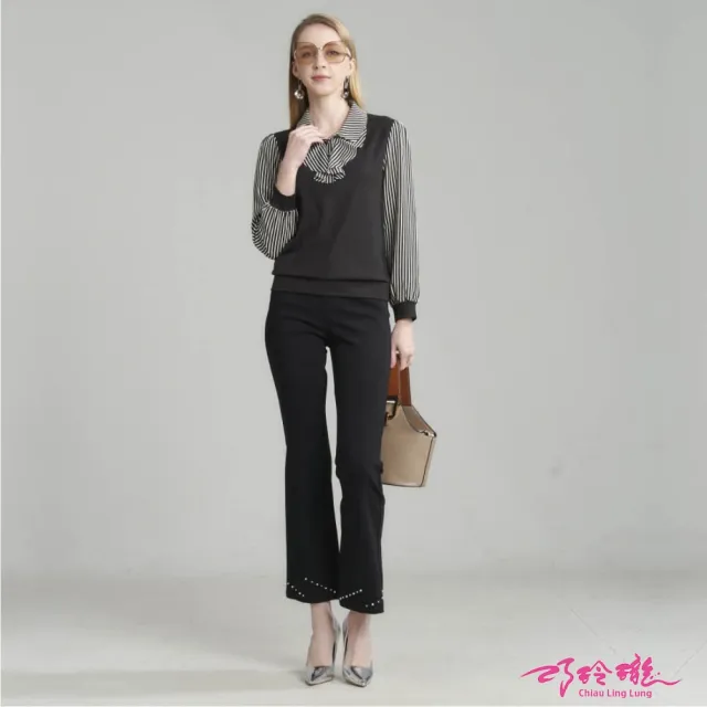 【巧玲瓏】下襬串珠修身造型褲 5561207