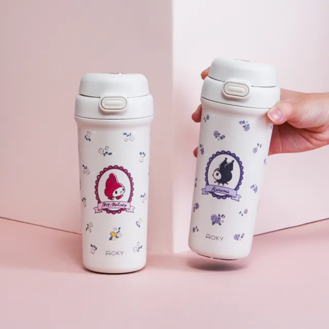 【WOKY 沃廚】三麗鷗聯名_All-P輕芯鈦瓷雙飲保溫杯500ml(兒童水壺/吸管杯/保冰保溫)