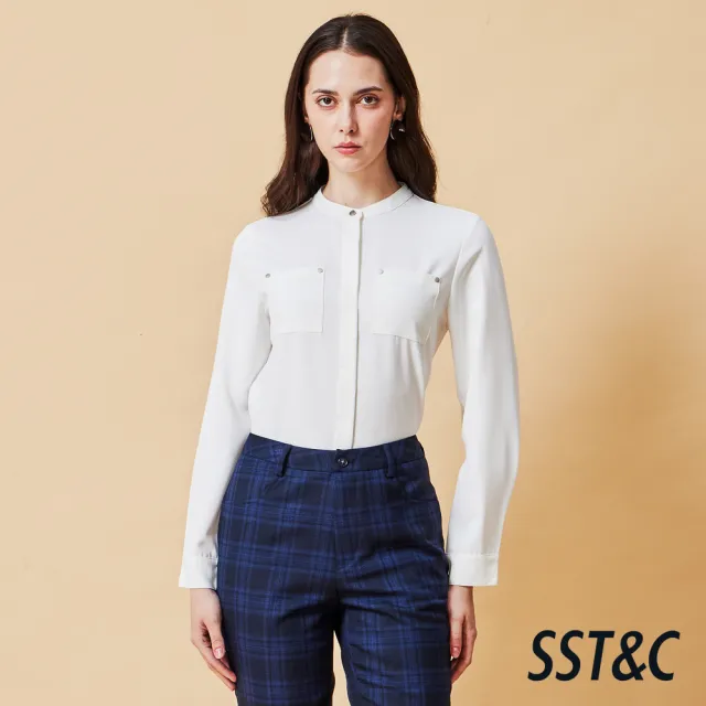 【SST&C】女裝 立領雙口袋長袖上著－白-825212061051(指定單品快閃價)