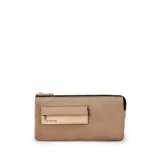 【satana】Soldier 多夾層拉鍊長夾 防盜 輕薄 6.7吋手機 8格夾層 台灣製 SOS1725 - 摩卡慕斯