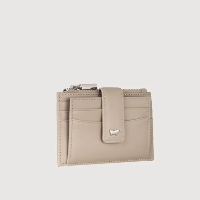 【BRAUN BUFFEL 德國小金牛】維那斯-B 拉鍊零錢袋卡夾-奶茶棕(BF849-145-SVM) 送禮推薦