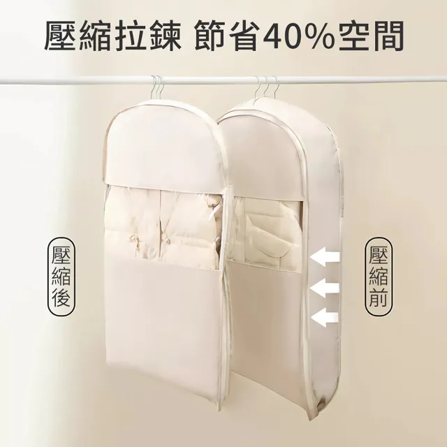 【UNIQE】高質感掛式羽絨衣物防塵套 大容量多件壓縮收納掛衣袋 衣櫃換季洋裝大衣西裝外套 透視防塵罩