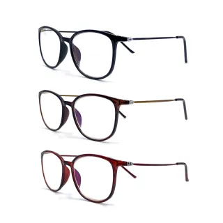 【EYEFUL】抗藍光老花眼鏡 男女時尚復古風(時尚知性風格 輕盈金屬大框眼鏡 三色任選)