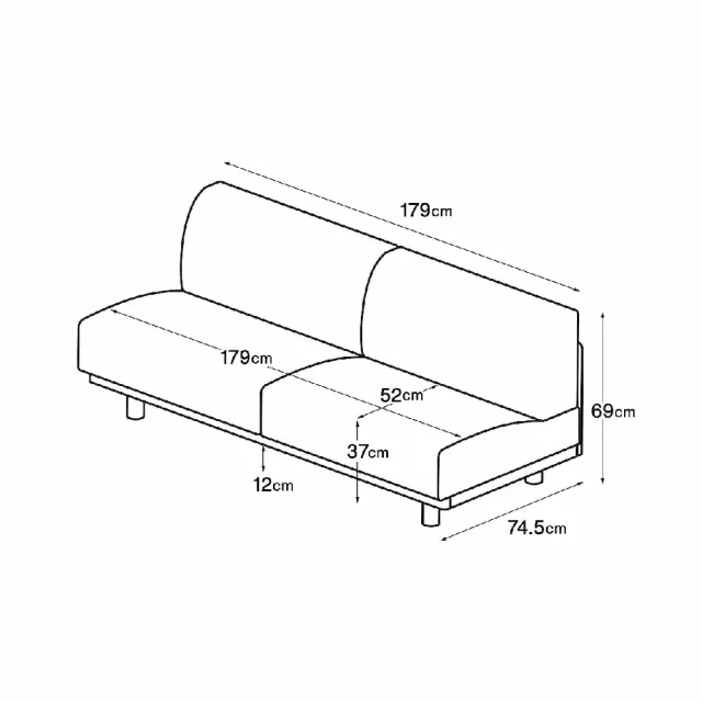【MUJI 無印良品】無扶手簡約沙發/3人座/聚酯平織(大型家具配送)