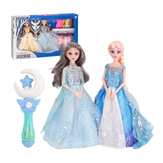 【888ezgo】冰雪魔法公主2入娃娃套裝組（附魔法棒）（10件衣服+鞋子配件）（022）