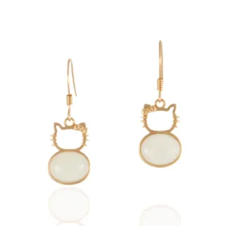 【Woogie武吉珠寶】精品和田白玉純銀耳環(白玉貓16x10mm)