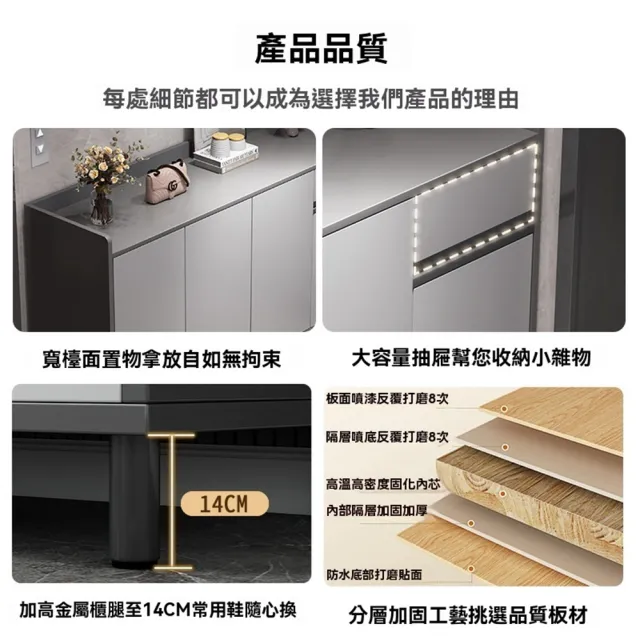 【Quality 聚家】鞋櫃 玄關櫃 鞋架 多層收納櫃 入戶櫃 四門一抽120CM(分區儲物/抽拉順暢/長橫槽設計)