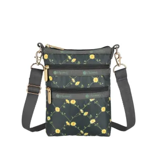 【Lesportsac】輕量材質 三層拉鍊斜背包(4007 綠野雛菊)