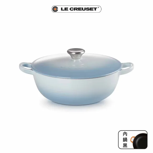 【Le Creuset】琺瑯鑄鐵鍋媽咪鍋 24cm(極光午夜藍/薰衣草/海岸藍/雪紡粉 4色選1)