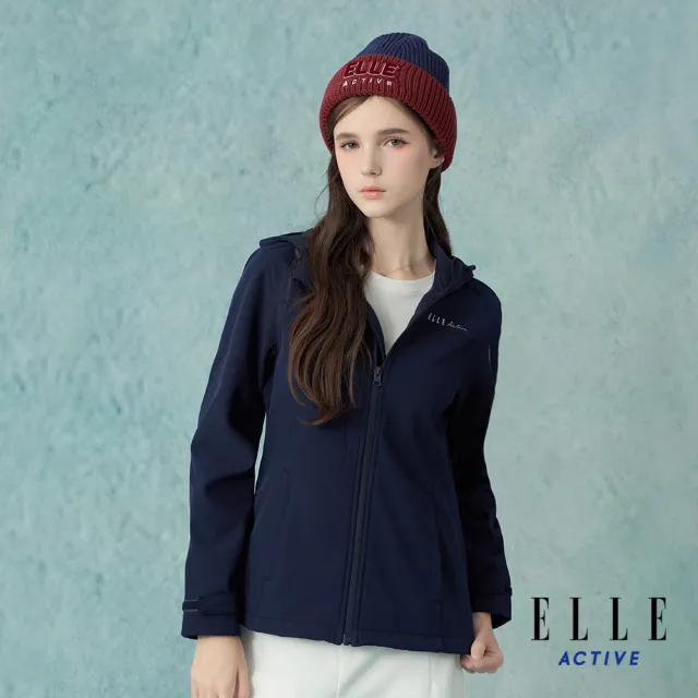 【ELLE ACTIVE】女款 輕量機能款彈力連帽外套-深藍色(EA25A1W6107-39)