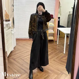 【my stere 我的時尚秘境】雙11 立領迷彩麂皮夾克(麂皮外套 機車外套 拉鍊外套 拼接外套 個性皮