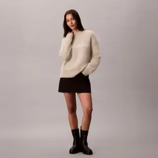 【CALVIN KLEIN】官方旗艦館CK 羊駝毛混紡標誌毛衣_裸色