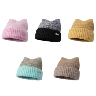 【Mass】秋冬混色貓耳毛線帽 女生保暖護耳針織帽 混色百搭冷帽 居家戶外通用