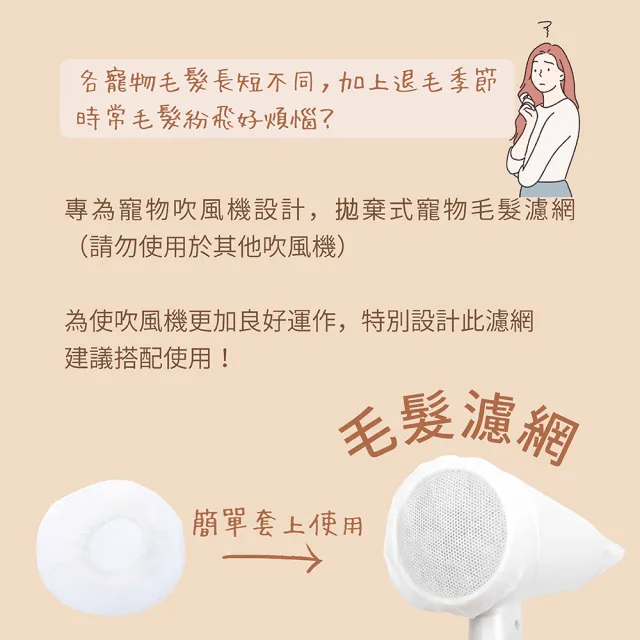 【達新牌】寵物專用吹風機 銀離子抗菌機身 光觸媒水潤負離子吹風機 附寵物梳 毛髮濾網(TS-6690)