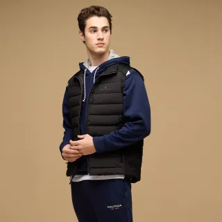 【NAUTICA】官方旗艦 男裝 異質拼接保暖背心(黑色)