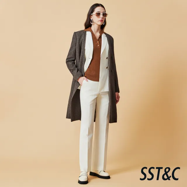 【SST&C】女裝 可可棕排釦翻領針織衫-825212172023(換季55折)