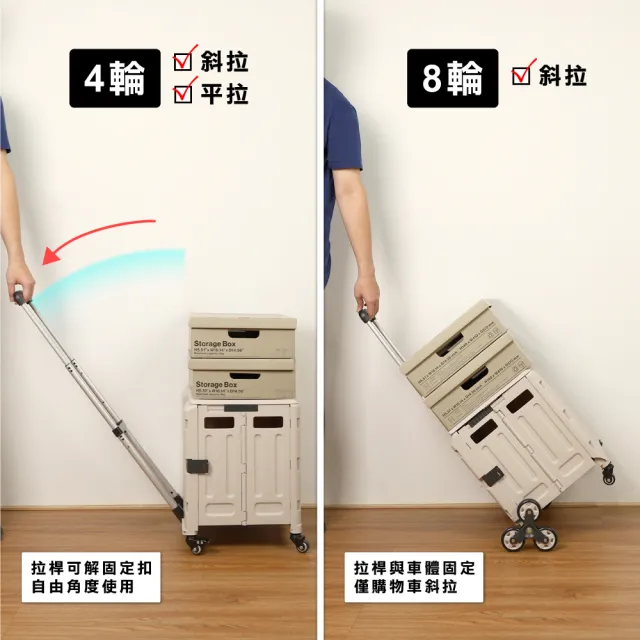 【ONE HOUSE】艾文折疊購物車爬梯8輪_特大款1入(買菜車/寵物推車/收納車/收納推車)