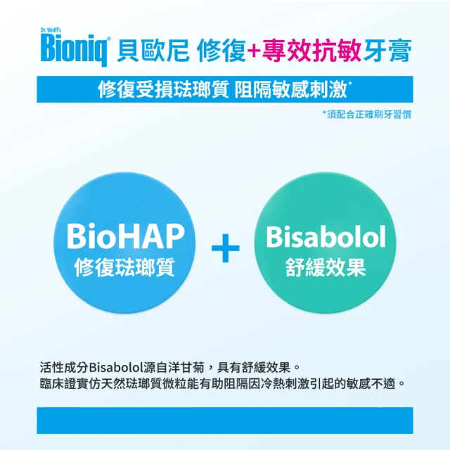 【Bioniq 貝歐尼官方直營】修復+專效抗敏牙膏75ml 2入組(洋甘菊添加)