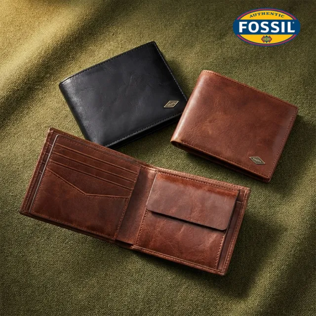 【FOSSIL】Ryan 真皮RFID大零錢袋皮夾 (多款可選)