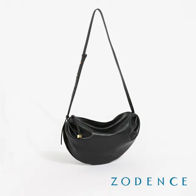 【ZODENCE 佐登司】MOZ進口真皮不對稱抓皺斜背包(多色/新品)