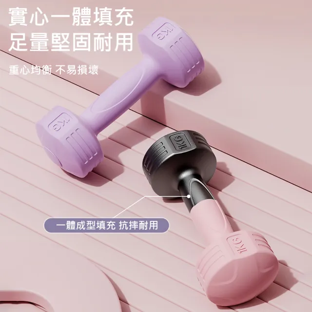 【X-BIKE】2KG-2支入 時尚彩色款啞鈴 環保材質/一體成型 XFE-T484(時尚彩色款啞鈴)