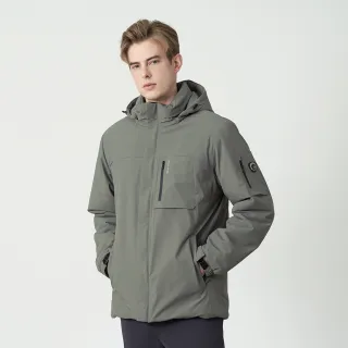 【pierre cardin 皮爾卡登】休閒服飾 男款 石墨烯科技保暖連帽外套-灰色(5255791-95)