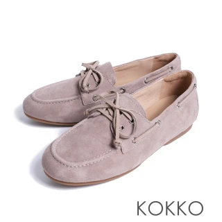 【KOKKO】超柔軟簡約百搭莫卡辛麂皮(駝灰)