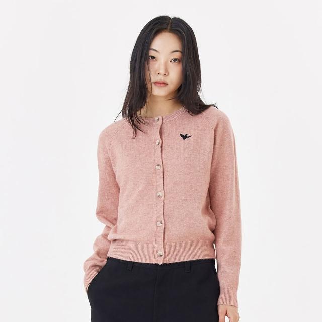 【Mark Gonzales官方旗艦】女裝 刺繡小天使圓領針織外套-粉紅色