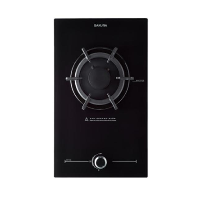 SAKURA櫻花牌 G-2112GBL 單口瓦斯爐，採用耐熱強化玻璃爐臺與LOTUS蓮花爐頭設計，壓電式自動點火方便操作，瓦斯消耗量8~9kW，能源效率優異。產地其他國家，保固1年，標準安裝，配件齊全，適合現代廚房使用，提供安全耐用烹飪體驗。