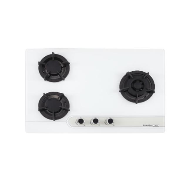 【SAKURA 櫻花】三口大面板易清檯面瓦斯爐 白色玻璃(G-2633G NG1/LPG 含基本安裝)