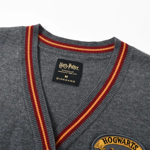 【GIORDANO 佐丹奴】女裝哈利波特授權紐釦毛衣外套 Harry Potter系列(11 深花紗灰)