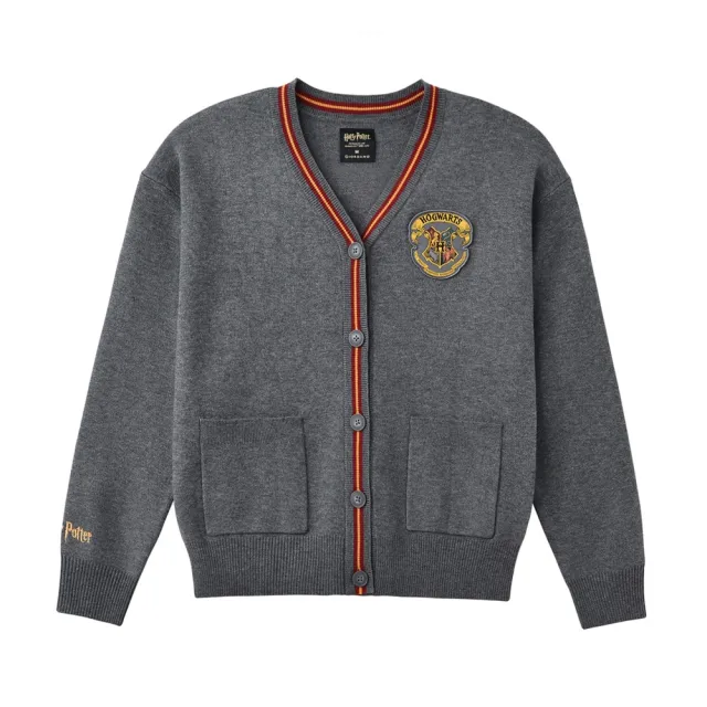 【GIORDANO 佐丹奴】女裝哈利波特授權紐釦毛衣外套 Harry Potter系列(11 深花紗灰)