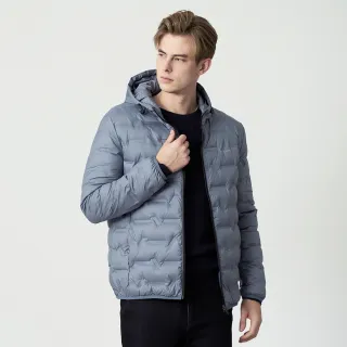 【pierre cardin 皮爾卡登】休閒服飾 男款 85%羽絨保暖 石墨烯蓄熱連帽與羽絨外套-藍色(5255771-37)