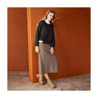 【Le Polka】學院風格紋直筒長裙-女