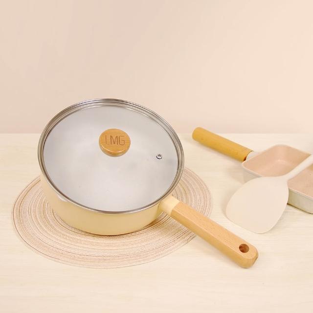 【LMG】Creamy系列不沾雪平鍋附蓋22cm-IH爐可用鍋(不沾鍋 適用各種爐具)