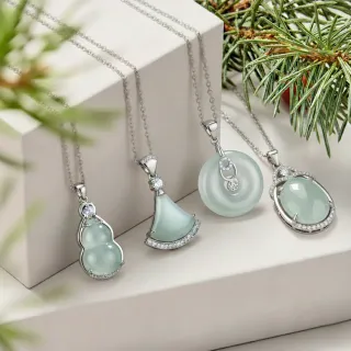 【City Diamond 引雅】純銀天然緬甸玉 福祿豆莢 四季平安 節節高升 項墜多款任選(東方青蘊系列)