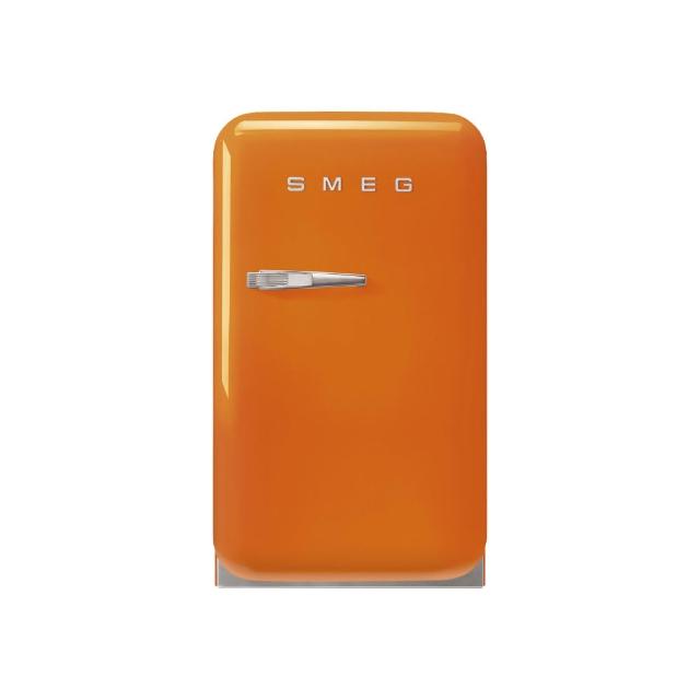 SMEG 義大利 FAB5ROR3TW 單門右開定頻冰箱，橘色復古設計，容量適合小型空間使用（0L~50L），無能效標章，保固1年（線上登入可升級2年）。精緻義式工藝，完美融入現代廚房，提供可靠儲鮮效能，保留購買證明享完整權益。