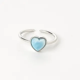 【勝弘珠寶】多明尼加拉利瑪石愛心戒指-7.6*7.5mm(拉利瑪石戒指)