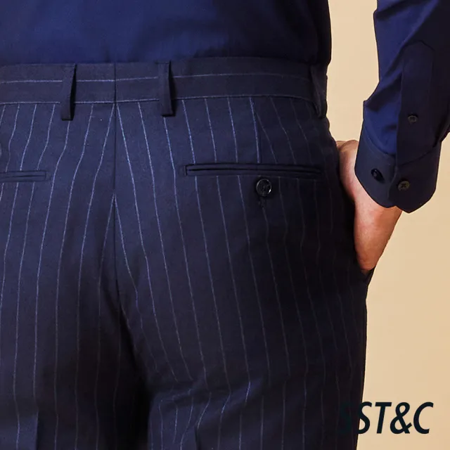 【SST&C】男裝 米蘭系列藏青直條紋修身版西裝褲-825211022041(換季65折)