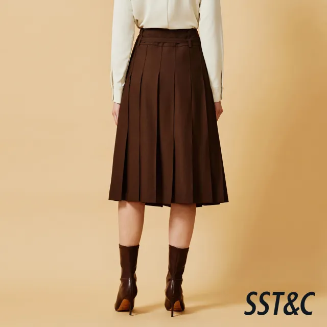 【SST&C】女裝 羊毛混紡寬百褶裙－棕-825212212042(指定單品快閃價)