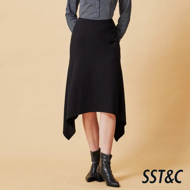 【SST&C】女裝 優雅剪接傘狀裙-黑-825212212021(指定單品快閃價)