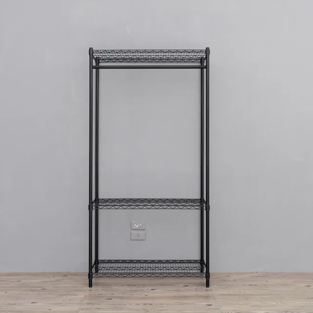 【dayneeds 日需百備】荷重型 90x45x180cm 烤漆三層單桿衣櫥(置物架/掛衣架/收納架/層架/鐵架)