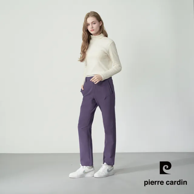【pierre cardin 皮爾卡登】網路獨家 女款 戶外防風防潑水軟殼休閒褲-紫色(8255885-27)