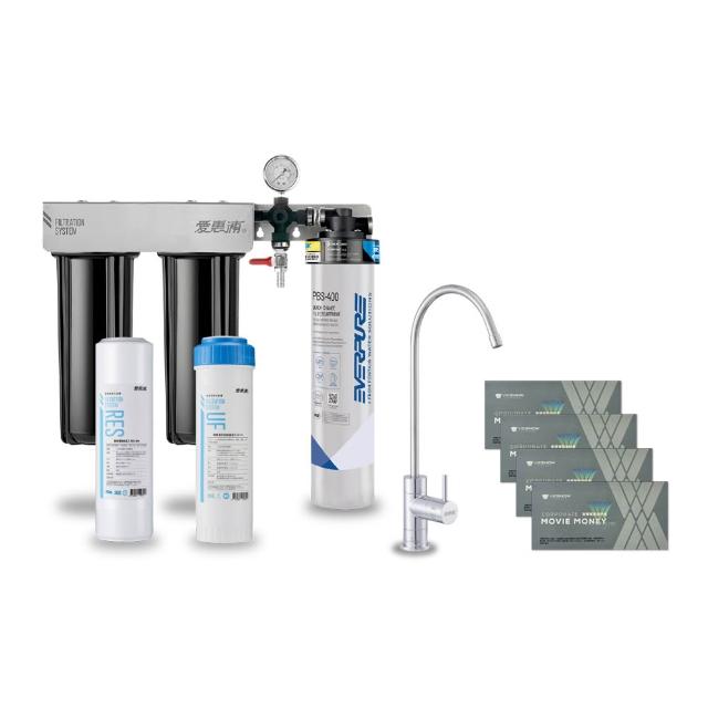 【EVERPURE 愛惠浦】櫥下型 PURVIVE Trio-PBS400無鉛龍頭三道式生飲淨水器(前置樹脂+中空絲膜)