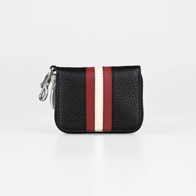 【BALLY】BALLY 迷你紅白條紋鑰匙包(黑)