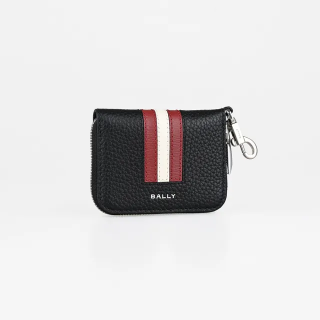 【BALLY】BALLY 迷你紅白條紋鑰匙包(黑)
